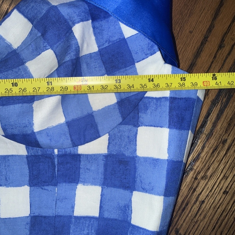 Neubyrne Women's Gingham Plaid Crop Blue White Check Medium Back Zip Bralette - Picture 6 of 9